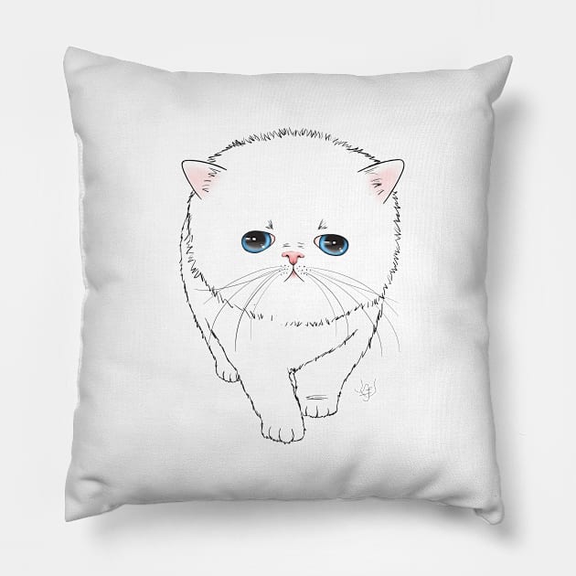 Persian Kitten Line Art Pillow by BastetLand