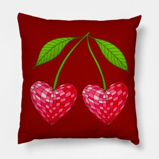 Disco Ball Cherry Hearts Pillow