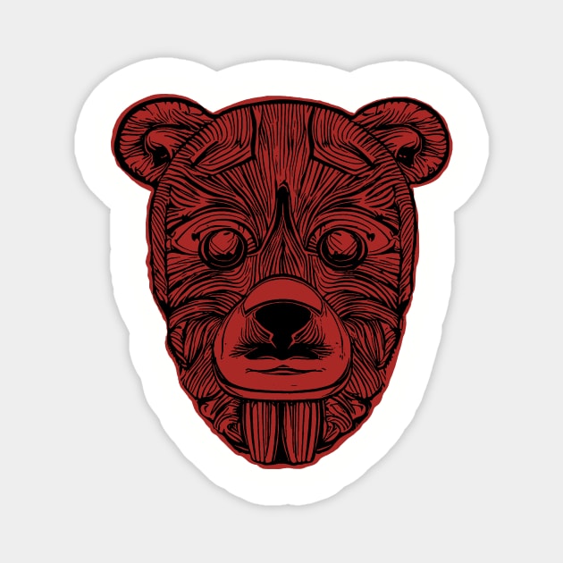 Add Some Spooky Flair to Your Wardrobe with a Black and Red Creepy Gothic Teddy Bear Tribal Tattoo Head Design Magnet by pelagio