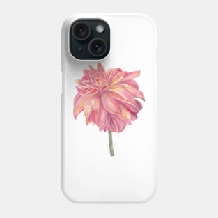 Watercolor daliah watercolor botanical painting pink and yellow Phone Case