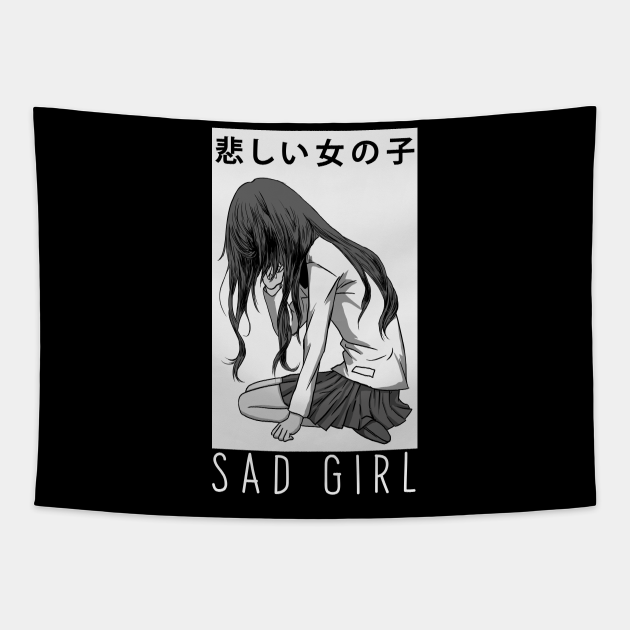 Sad Girl Anime Aesthetic Vaporwave Japanese Otaku Harajuku Hoodie Sad