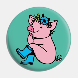 Pig in Rain Boots Pin