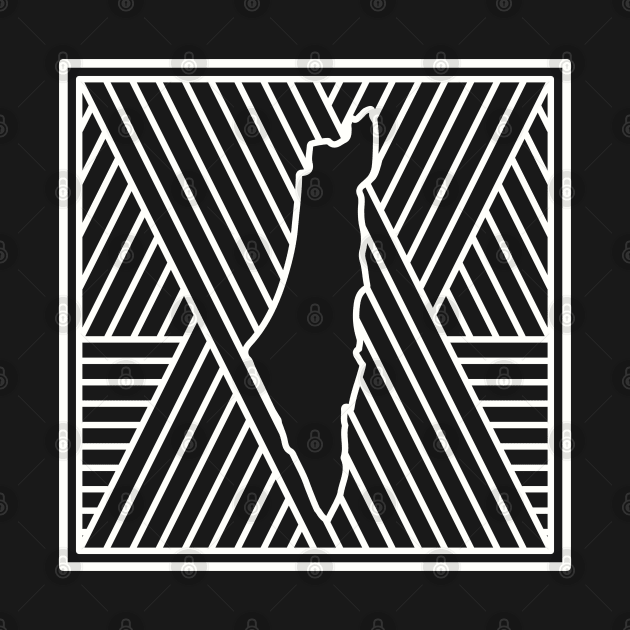 All Freedom Roads Lead to Palestine Customized Palestinian Map In Pattern Design White on Black by QualiTshirt