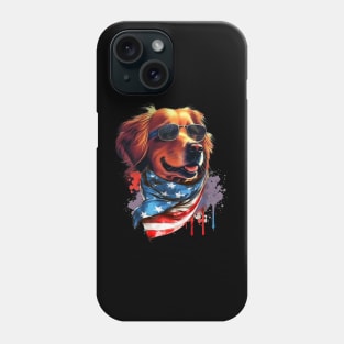 Golden Retriever American Flag USA America 4th Of July Phone Case