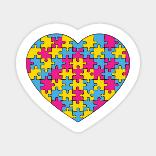 Puzzle Heart - Pansexual Pride Colors Magnet