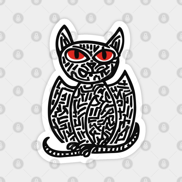 Fantasy Owl Cat Creature for Imaginative Kids Room Decor Magnet by TuncGK