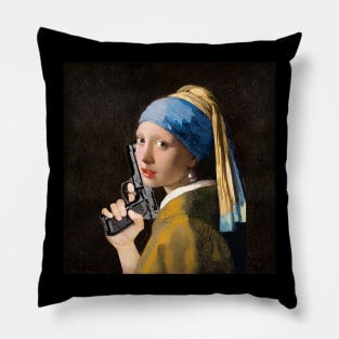 Girl With A Pearl Earring & Gun Pillow