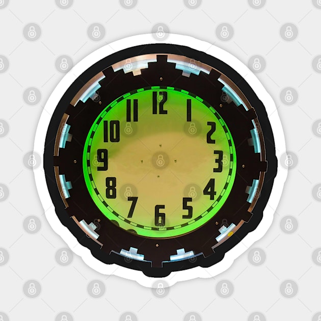 1930's Neon Aztec Design Clock Magnet by ArtShare