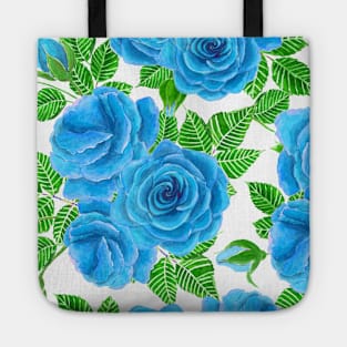 Blue roses watercolor seamless pattern Tote