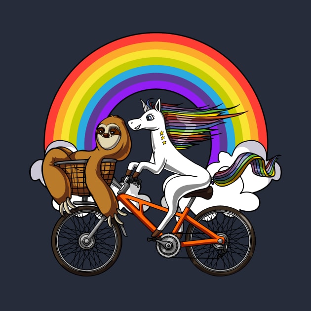 Unicorn Sloth Riding Bicycle by underheaven