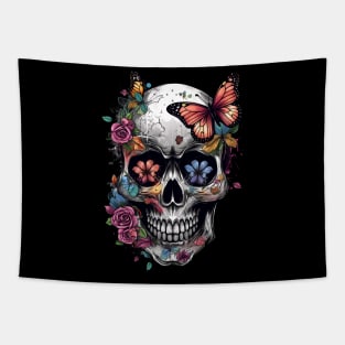 Skull with Butterflies Tapestry