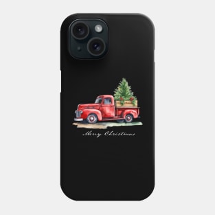 Classic Red Vintage Wagon Truck Christmas Tree Design Phone Case