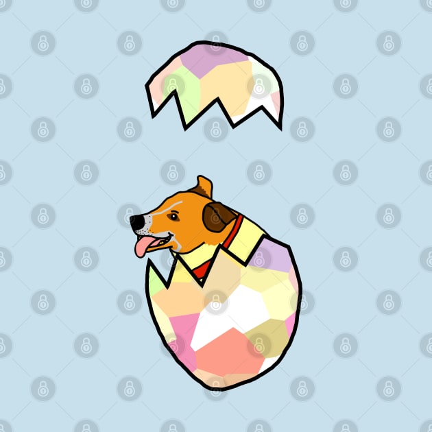 Jack Russell Puppy Popping out of Funny Easter Egg by ellenhenryart
