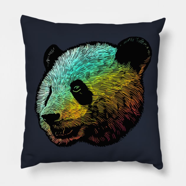 Cool Colored Panda Pillow by barmalisiRTB