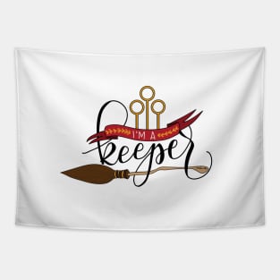 Black 'I'm A Keeper' Pun - Red Tapestry