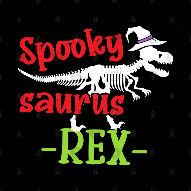 Halloween Dinosaur Gift Spooky T-Rex Skeleton in Witch Hat by InnerMagic