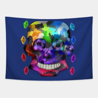 Rainbow Camouflage Skull Tapestry