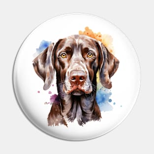 Colorful German Shorthaired Pointer Watercolor Art Pin