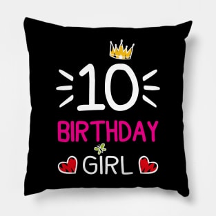 Kids 10th Birthday Girl Crown Princess Pillow