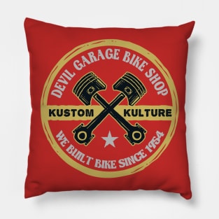 Devil Garage Bike Shop Pillow