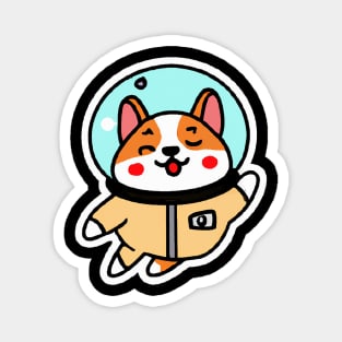 Corgi Space Traveller Dog Lover Puppy Retro Magnet