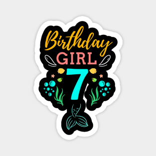 Mermaid Birthday Girl 7 Years Old It's My 7th Birthday Magnet