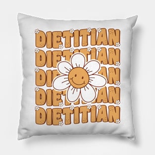 Groovy Retro Dietitian Daisy Flower Womens Nutritionist RDN Pillow