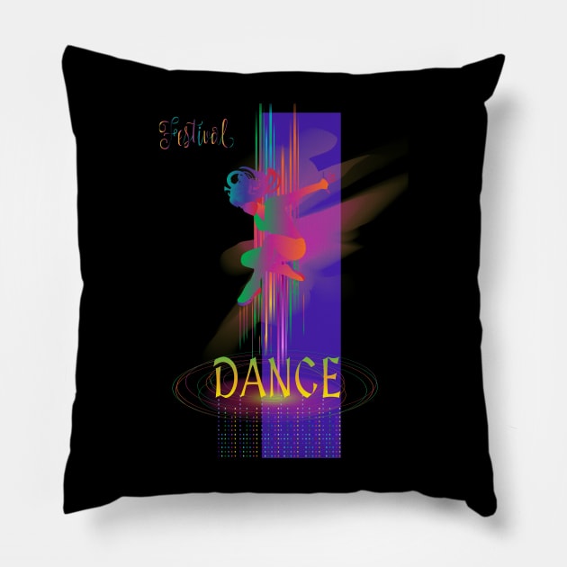 Modern Dance and JAZZ MUSIC Festival Hip Hop, POP Music Lover, Woman Dancer t-shirt futuristic design Abstract Art Pillow by sofiartmedia