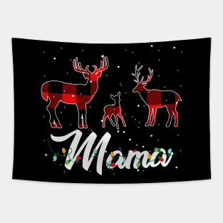 Mama Reindeer Plaid Pajama Shirt Family Christmas Tapestry