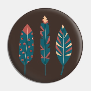 teal feathers Pin