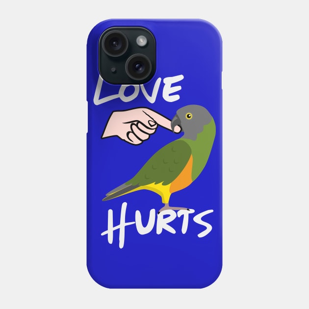 Love Hurts Senegal Parrot Biting Finger Phone Case by Einstein Parrot