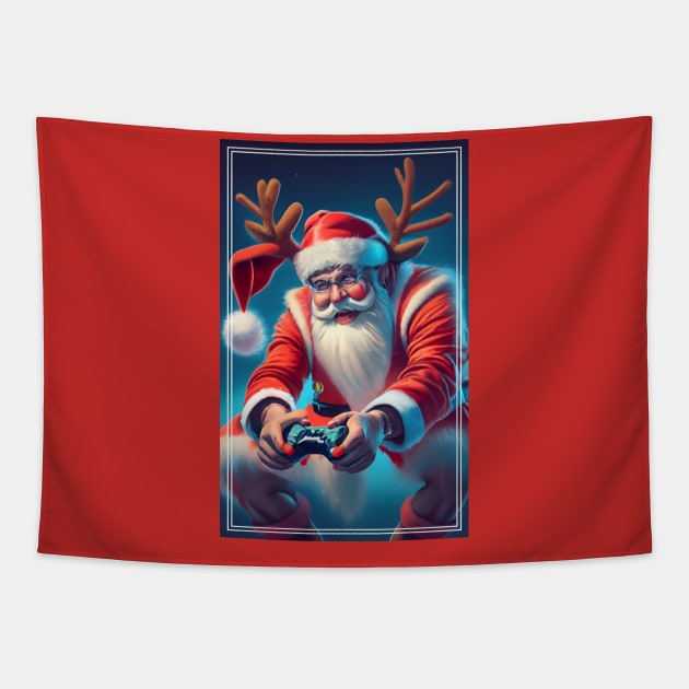 Video Game Controller Christmas Santa Hat Gamer Boys Xmas Tapestry by click2print