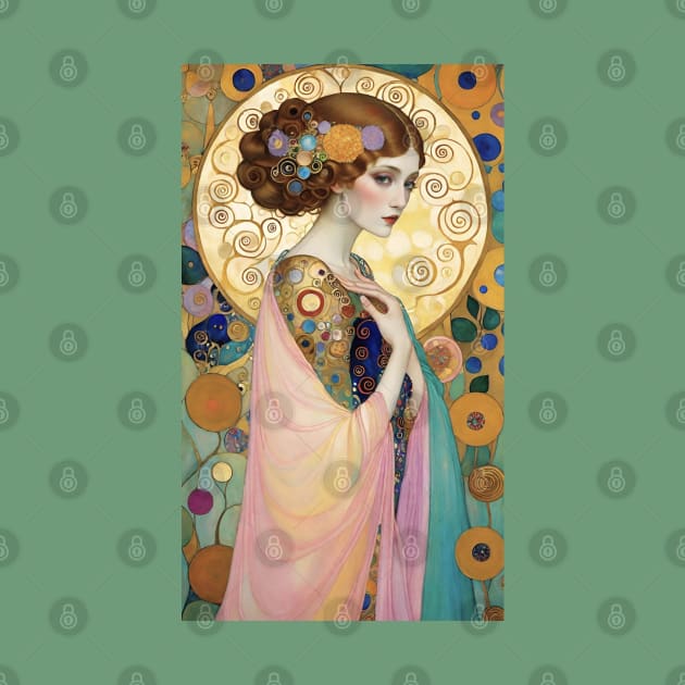 Gustav Klimt's Golden Reverie: Inspired Woman in Ethereal Splendor by FridaBubble