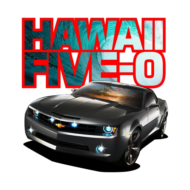 Hawaii Five-O Black Camaro (Red Outline) by fozzilized