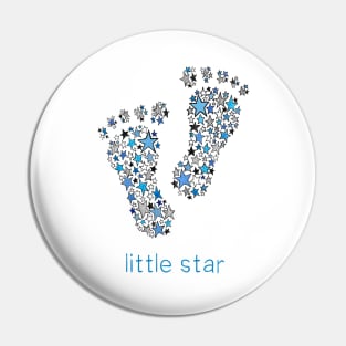 Little Star Cute Baby Feet - Blue Print Pin