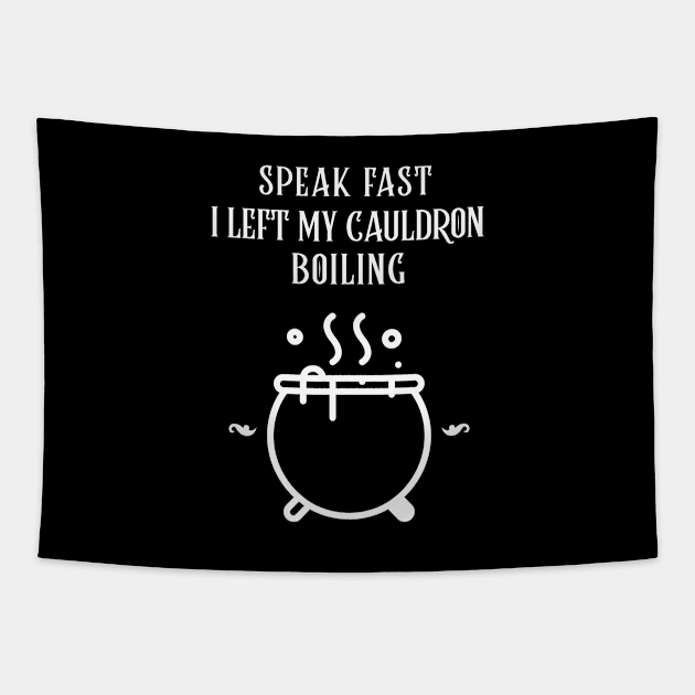 I Left My Cauldron Boiling Witchcraft Tapestry by OldCamp