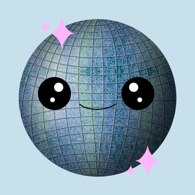 Kawaii Disco Ball in Blue by Maddyslittlesketchbook