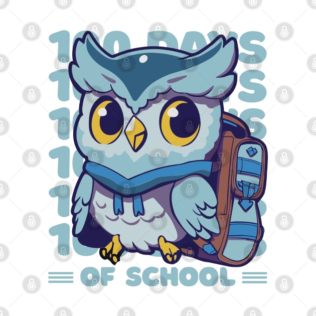 100 days of school typography featuring a Cute owl with a bagpack #3 by XYDstore