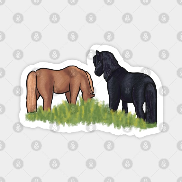 Horses Standing in a Field Magnet by danyellysdoodles