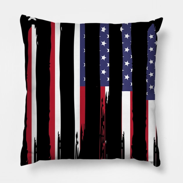 American Flag USA Airplane Jet Fighter 4th of July Patriotic Pillow by AMBER PETTY