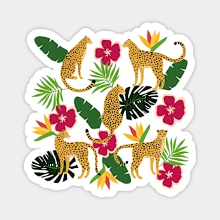 Cheetahs and Tropical Flowers Magnet