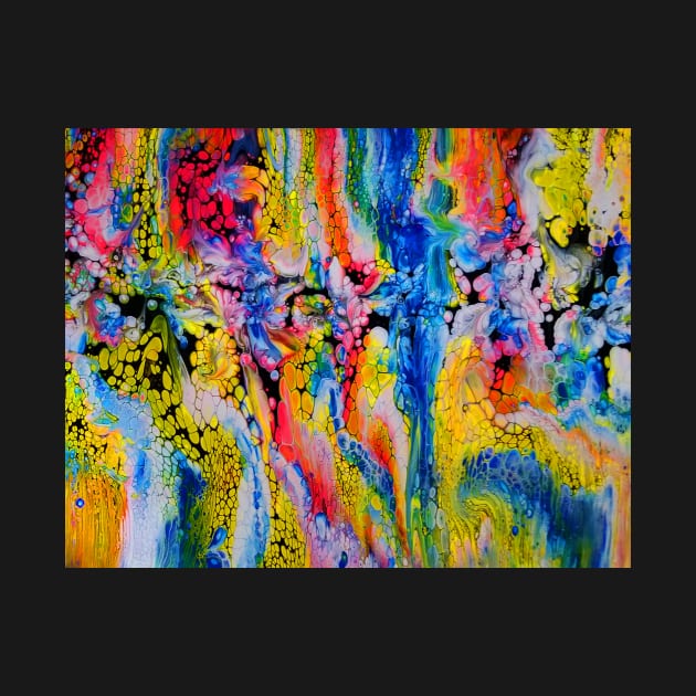 Primary Colors Abstract Pour Painting by Klssaginaw