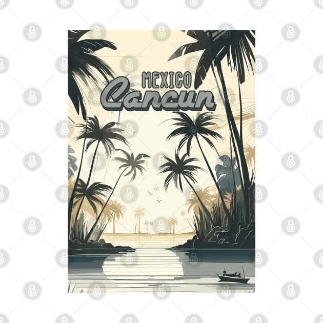 Cancun Mexico Vintage travel poster | Most Beautiful Beach on Earth | Vacation Destination by Naumovski