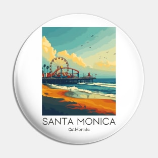 A Vintage Travel Illustration of Santa Monica - California - US Pin