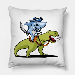 Shark Pirate Riding A T-Rex Dinosaur Pillow