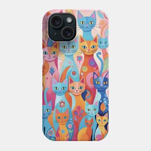 Whiskered Kaleidoscope: A Colorful Cat Pattern Extravaganza Phone Case