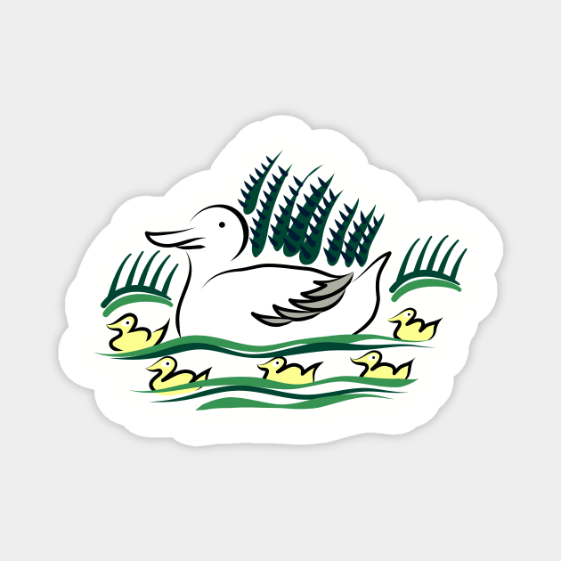 Ducks in a lake Magnet by Givepineapple