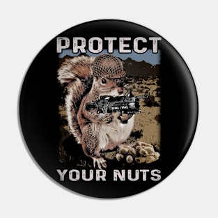 Tail Tales Squirrel Saga, Protect Your Nuts Tee for Nature Lovers Pin