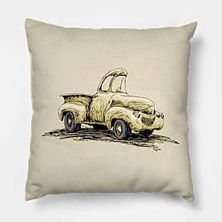 Yellow Classic Truck Cartoon Pillow
