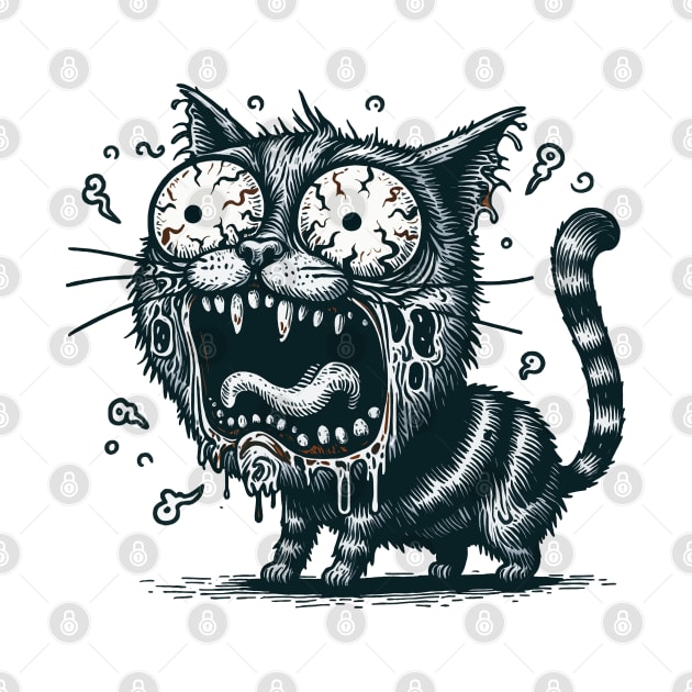 Screaming zombie cat by AnnArtshock